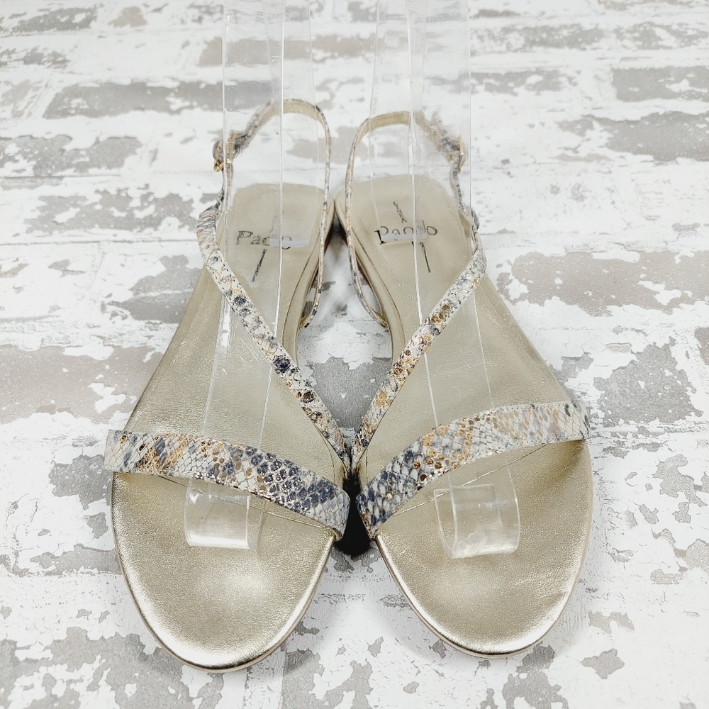 Paolo Tan and Gray Sandals with Ankle Straps